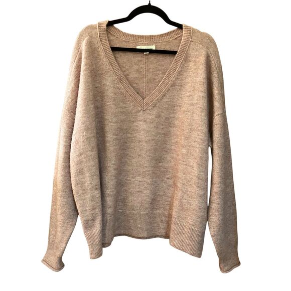 Lucky Brand Sweaters - Lucky Brand v-neck fuzzy plush wool blend oversized slouchy sweater in mauve